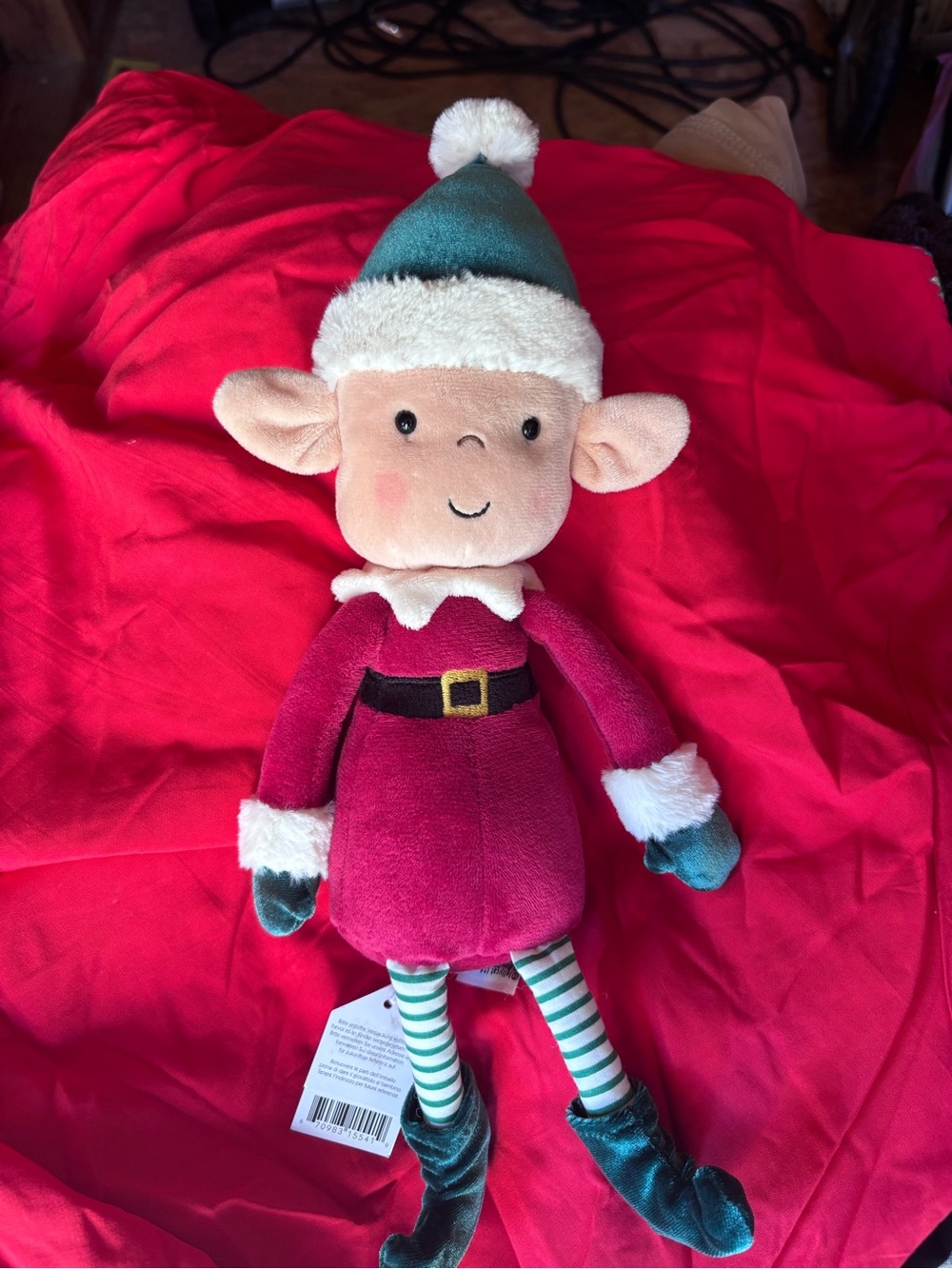 Jellycat Red and Green Holiday Elf Plush